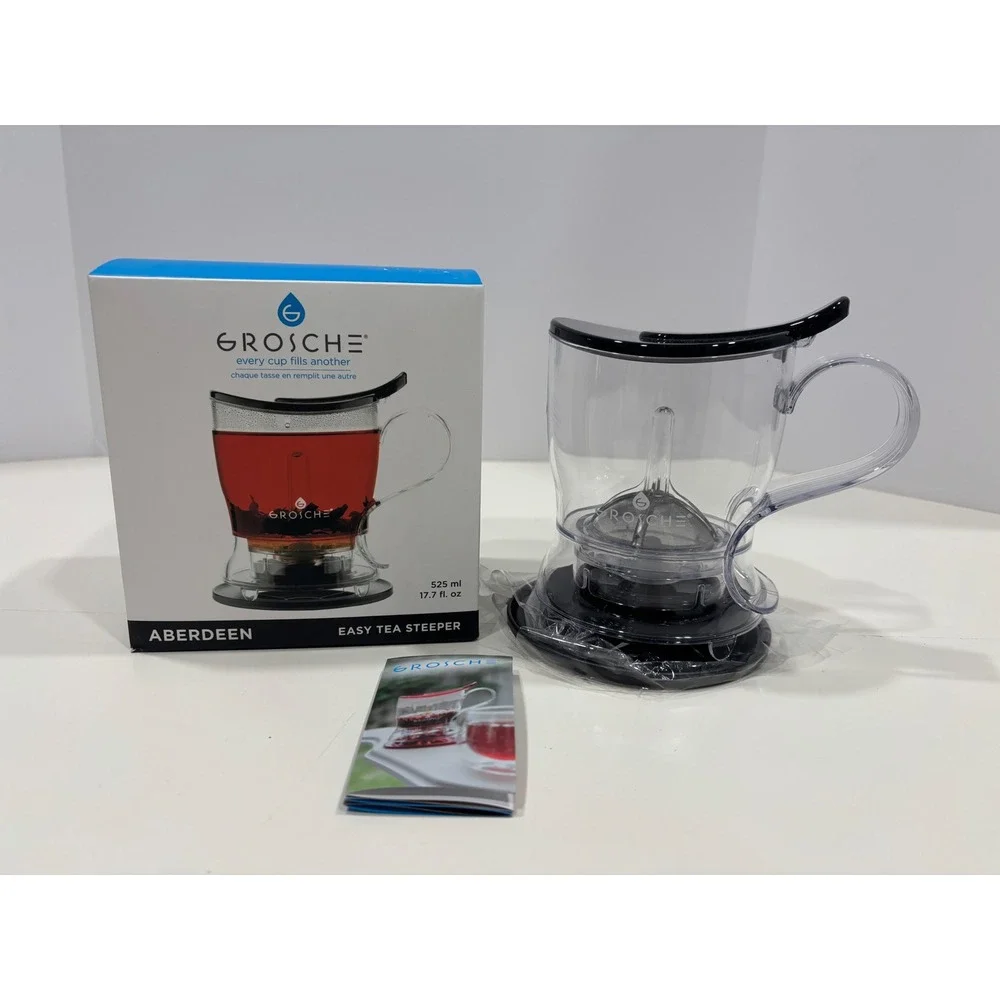 Grosche Aberdeen Easy Tea Steeper 17.7oz Bottom Dispensing Infuser Tritan Black